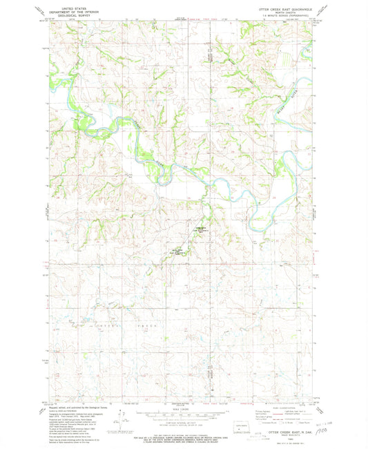 Classic USGS Otter Creek East North Dakota 7.5'x7.5' Topo Map Image