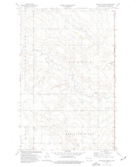 Classic USGS Otter Tail Creek North Dakota 7.5'x7.5' Topo Map Image