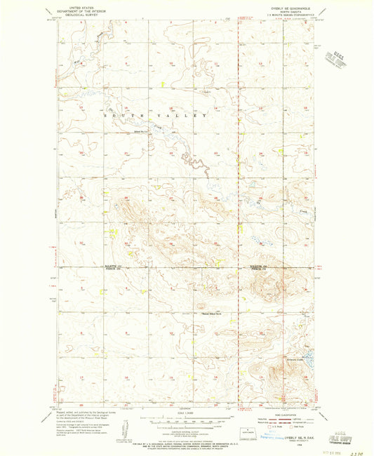 Classic USGS Overly SE North Dakota 7.5'x7.5' Topo Map Image
