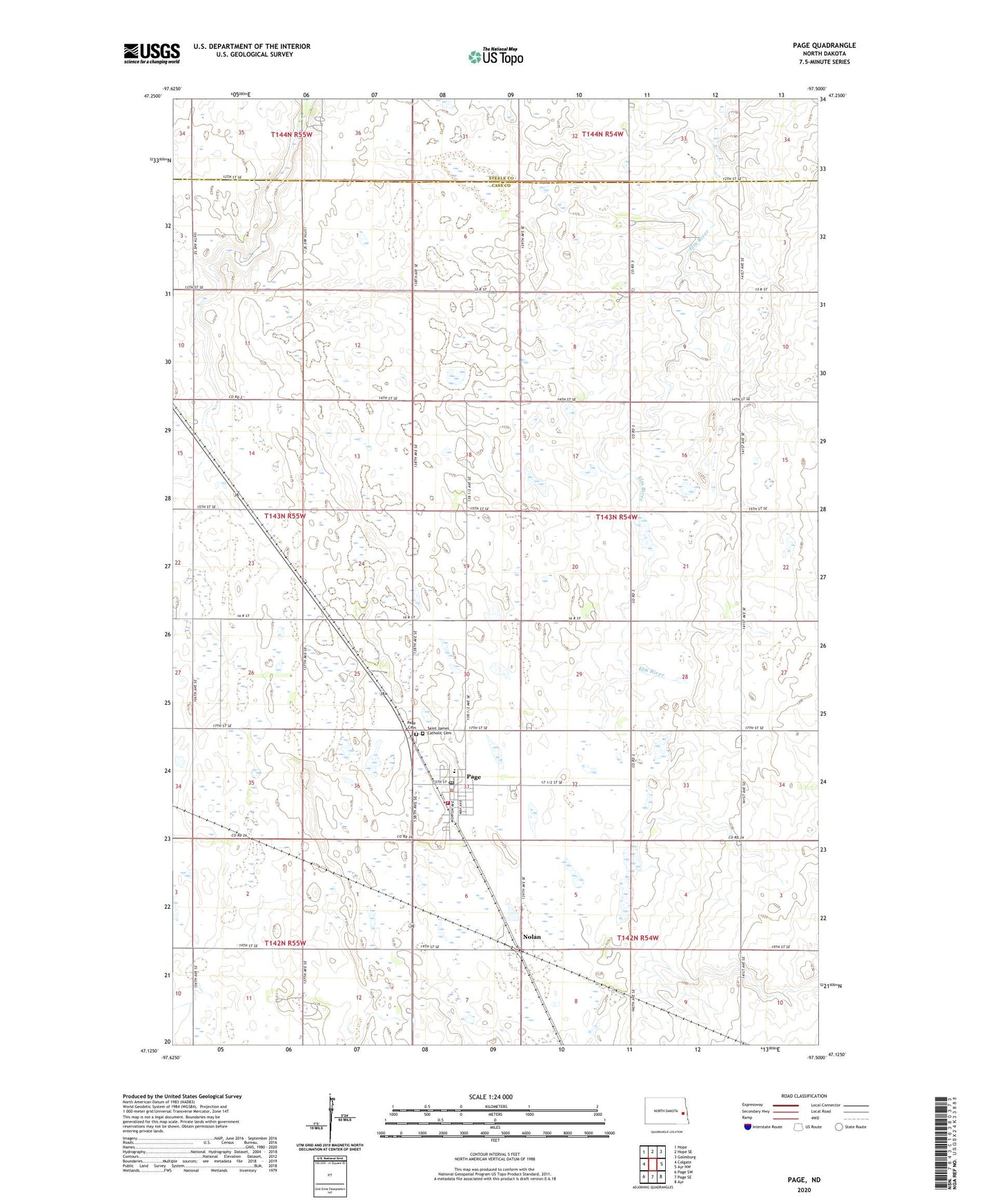 Page North Dakota US Topo Map Image