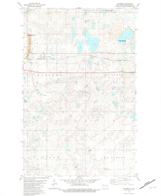 Classic USGS Palermo North Dakota 7.5'x7.5' Topo Map Image