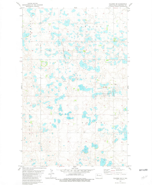 Classic USGS Palermo NE North Dakota 7.5'x7.5' Topo Map Image