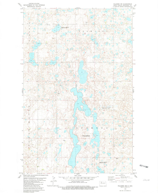 Classic USGS Palermo NW North Dakota 7.5'x7.5' Topo Map Image