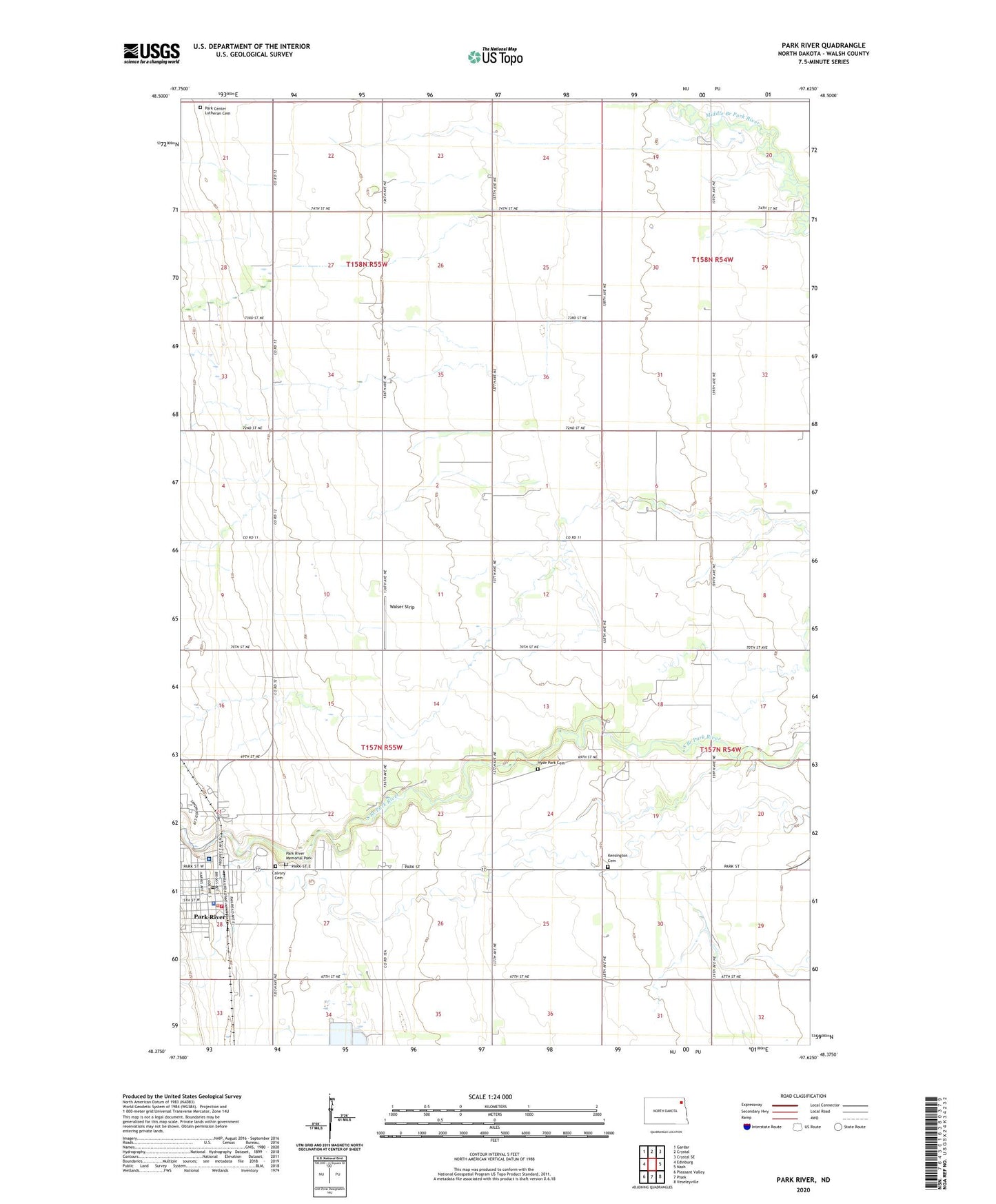 Park River North Dakota US Topo Map Image