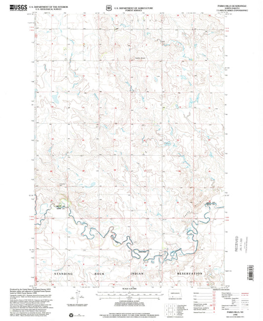 Classic USGS Parks Hills North Dakota 7.5'x7.5' Topo Map Image