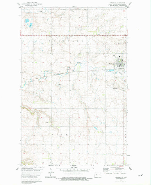 Classic USGS Parshall North Dakota 7.5'x7.5' Topo Map Image