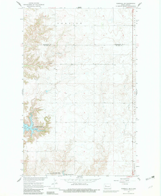 Classic USGS Parshall SW North Dakota 7.5'x7.5' Topo Map Image