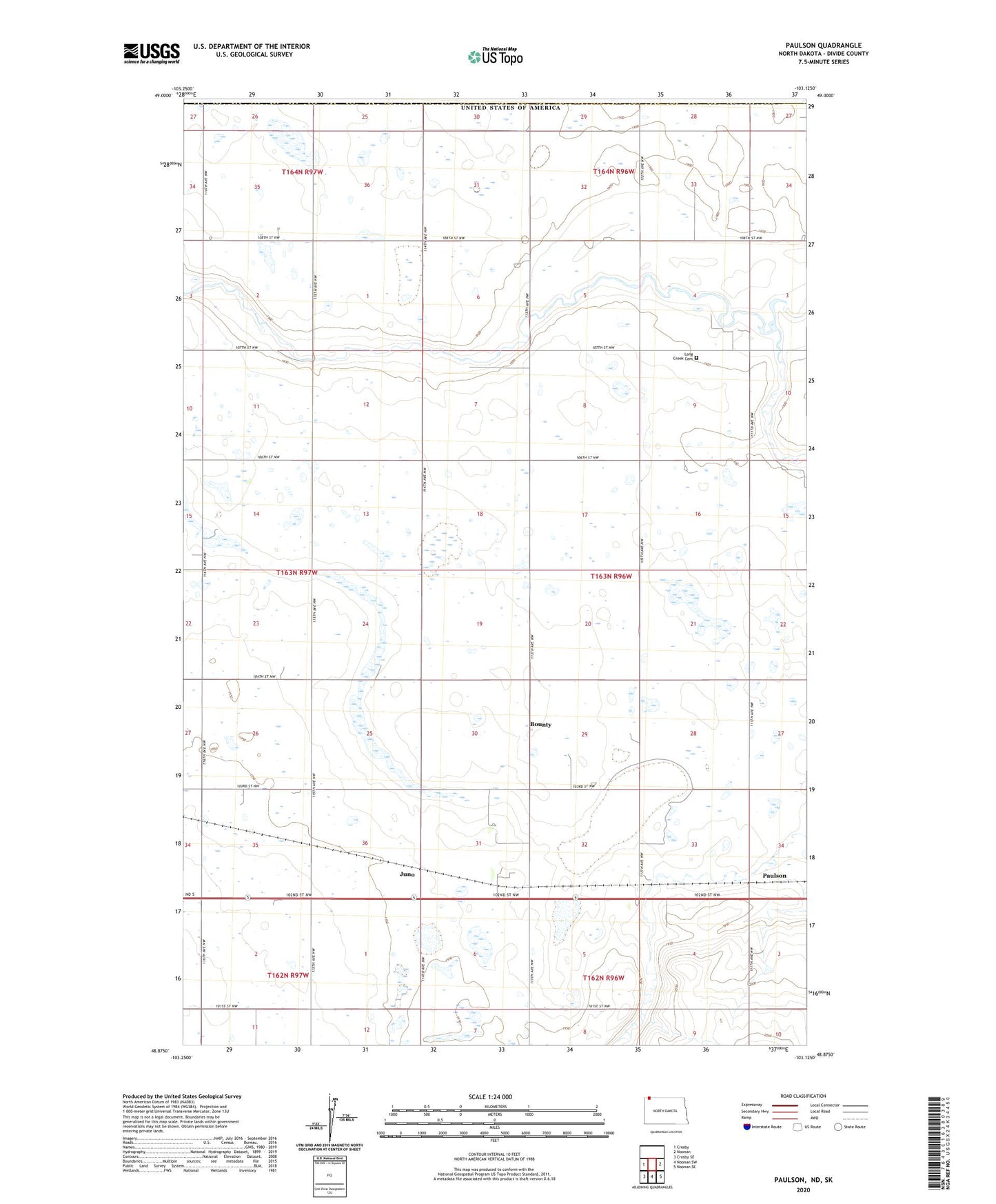 Paulson North Dakota US Topo Map Image