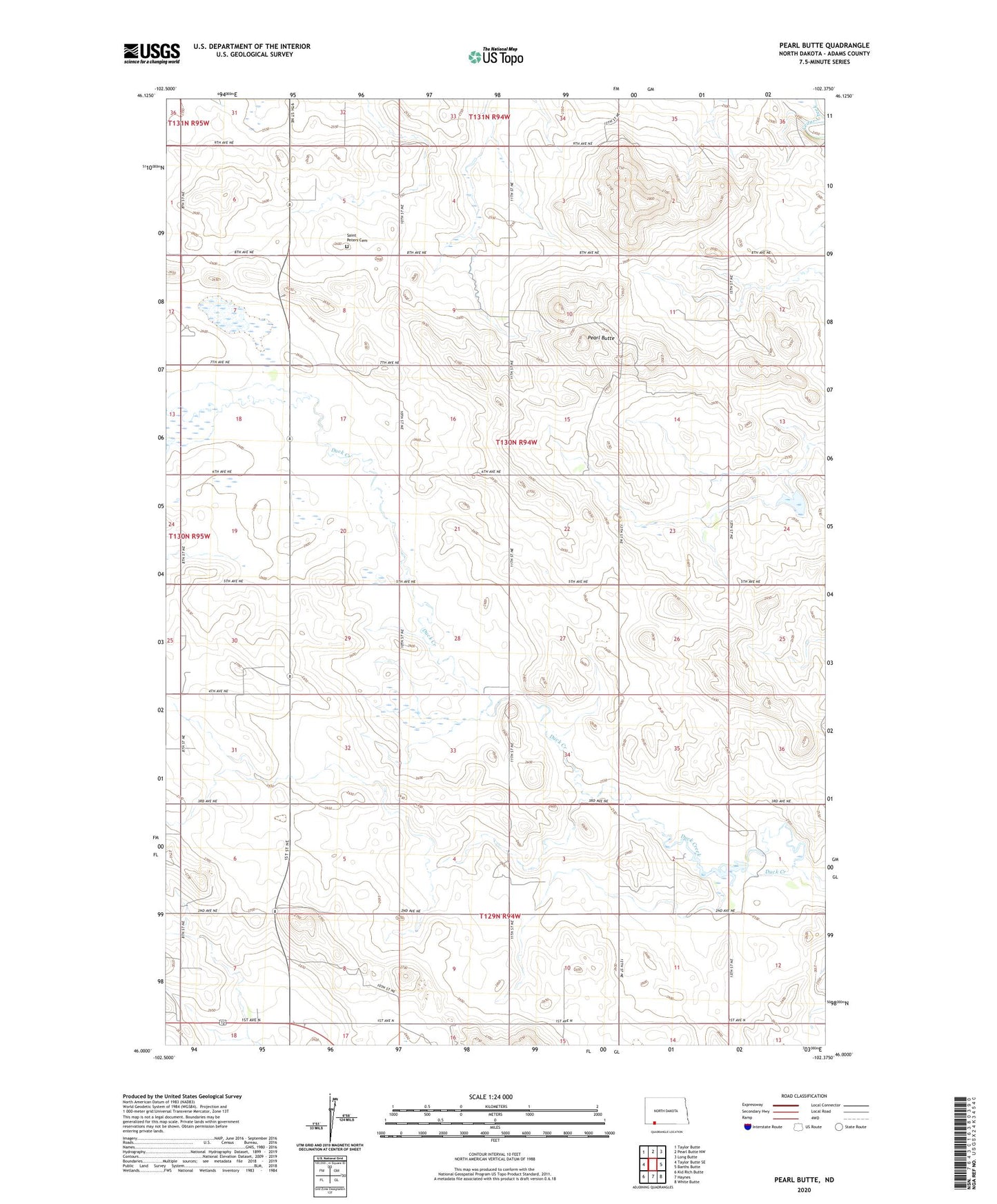 Pearl Butte North Dakota US Topo Map Image