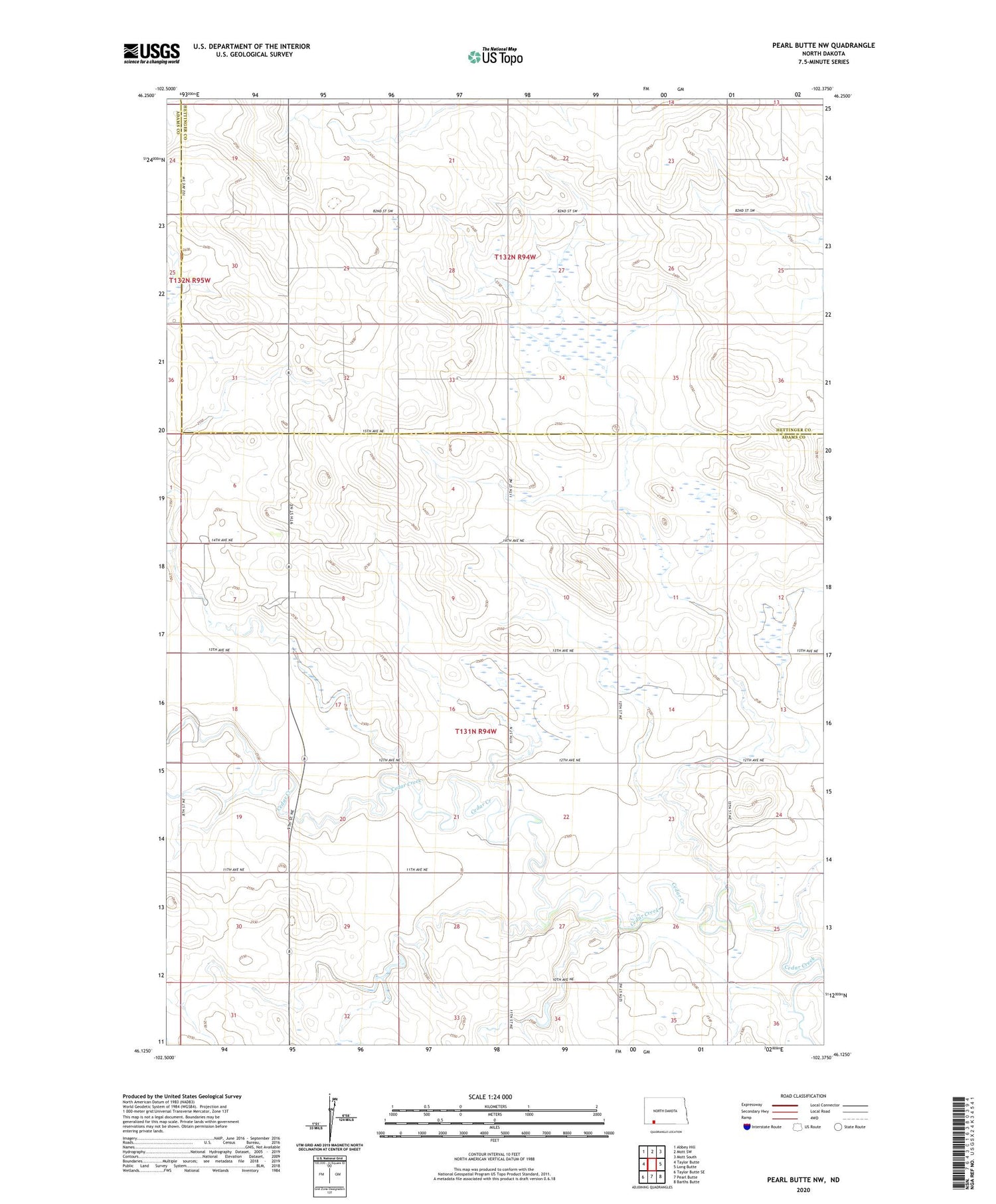 Pearl Butte NW North Dakota US Topo Map Image