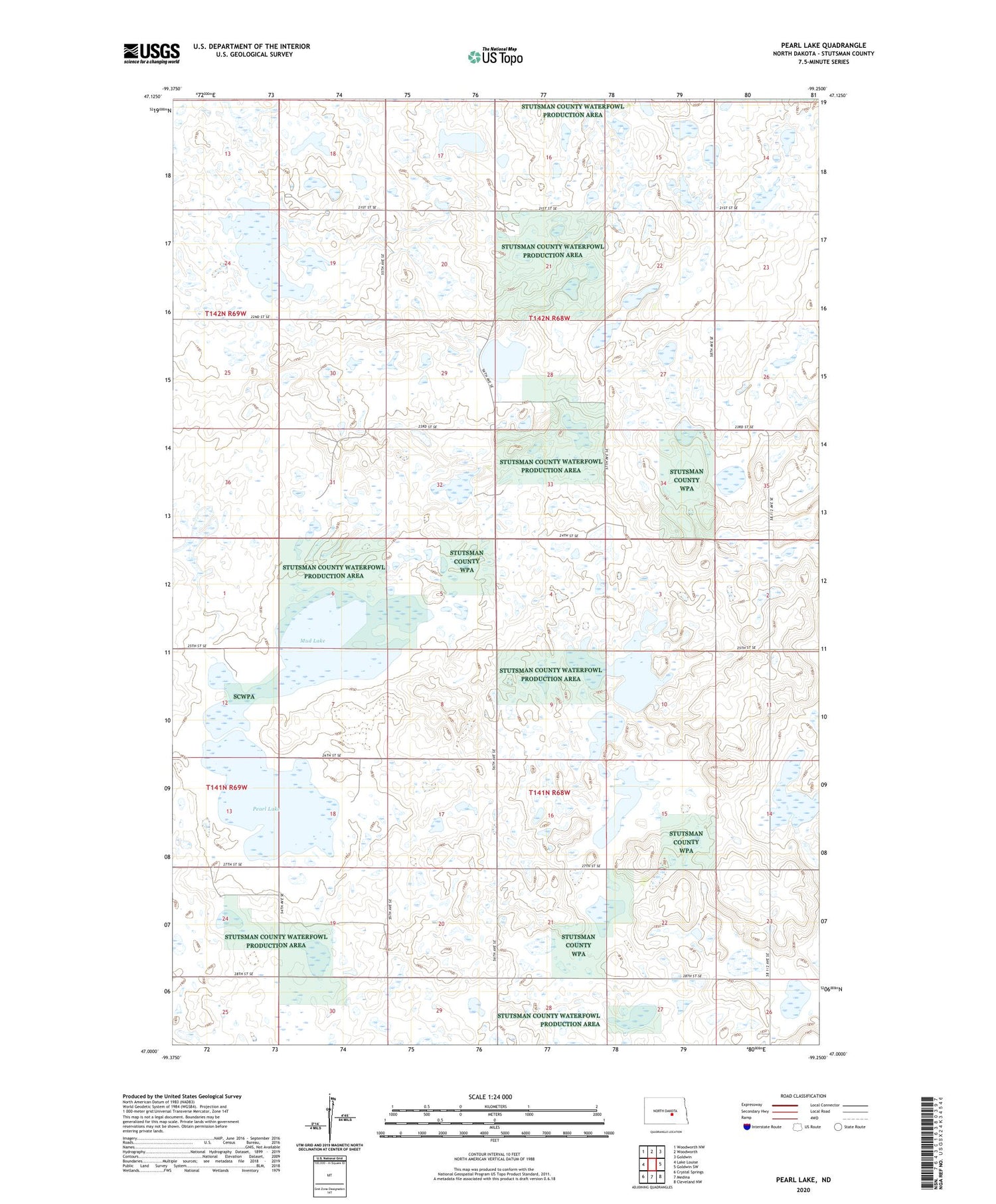 Pearl Lake North Dakota US Topo Map Image