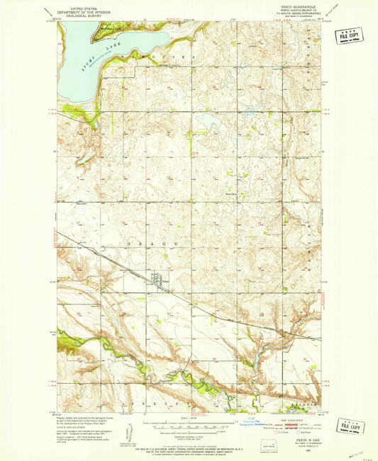 Classic USGS Pekin North Dakota 7.5'x7.5' Topo Map Image