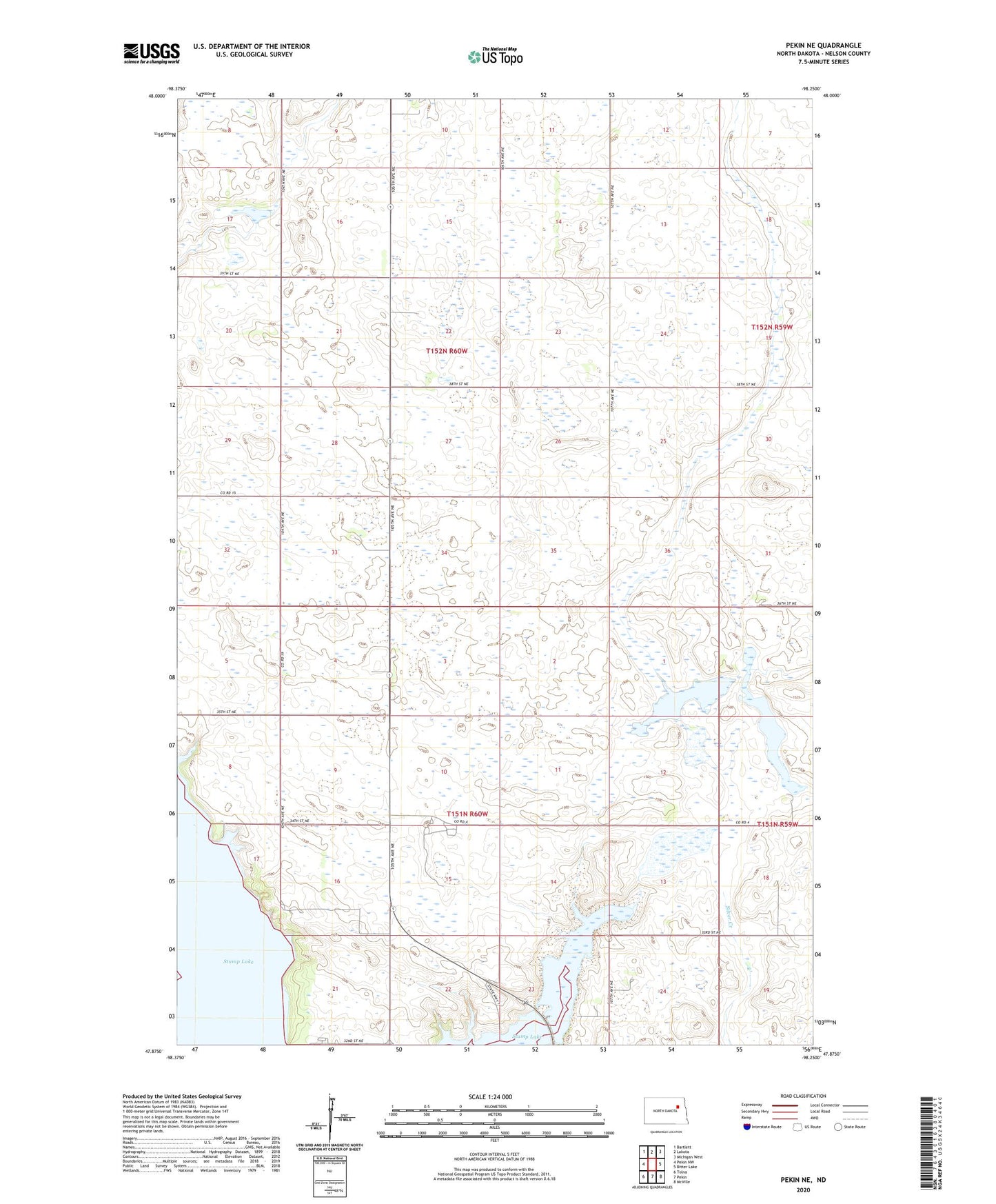 Pekin NE North Dakota US Topo Map Image