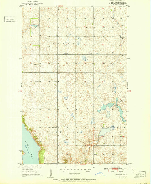 Classic USGS Pekin NE North Dakota 7.5'x7.5' Topo Map Image