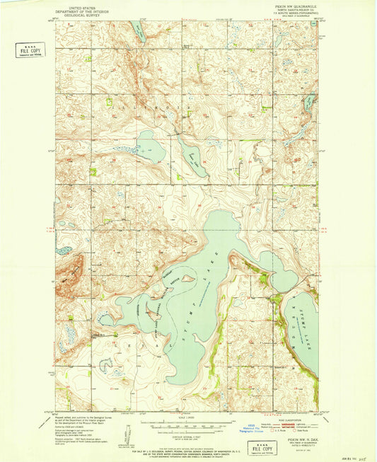 Classic USGS Pekin NW North Dakota 7.5'x7.5' Topo Map Image