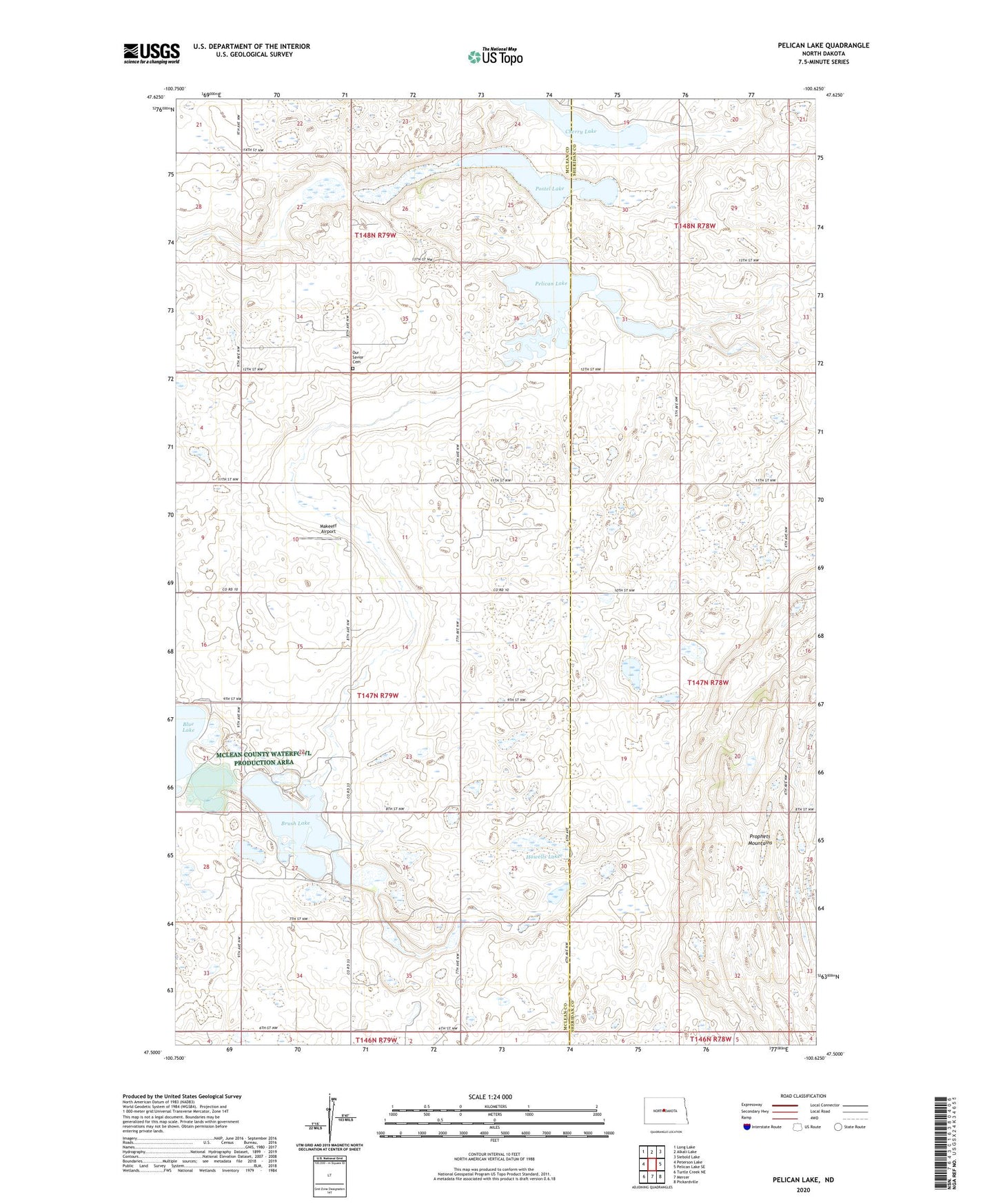 Pelican Lake North Dakota US Topo Map Image