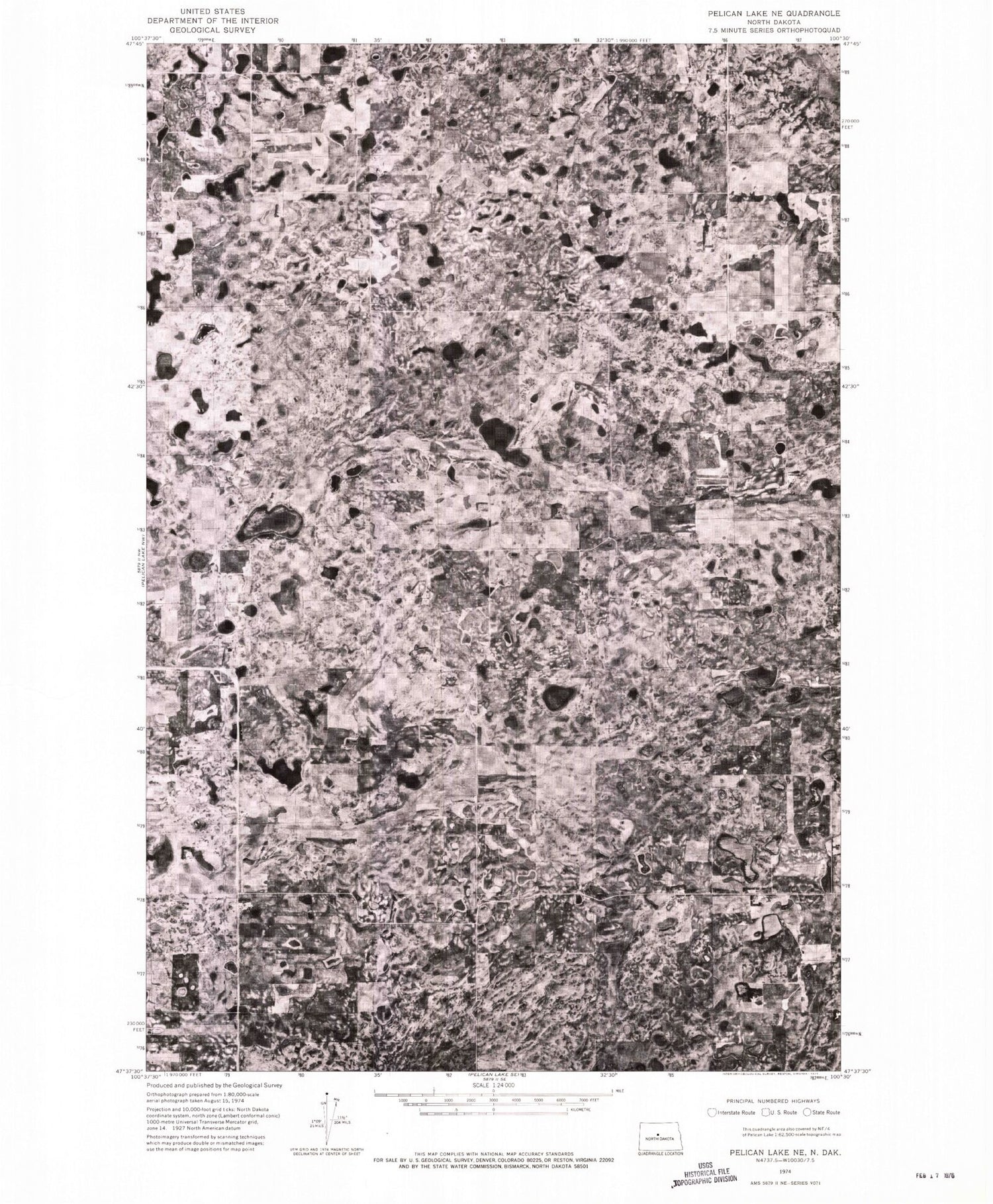 Classic USGS Siebold Lake North Dakota 7.5'x7.5' Topo Map Image