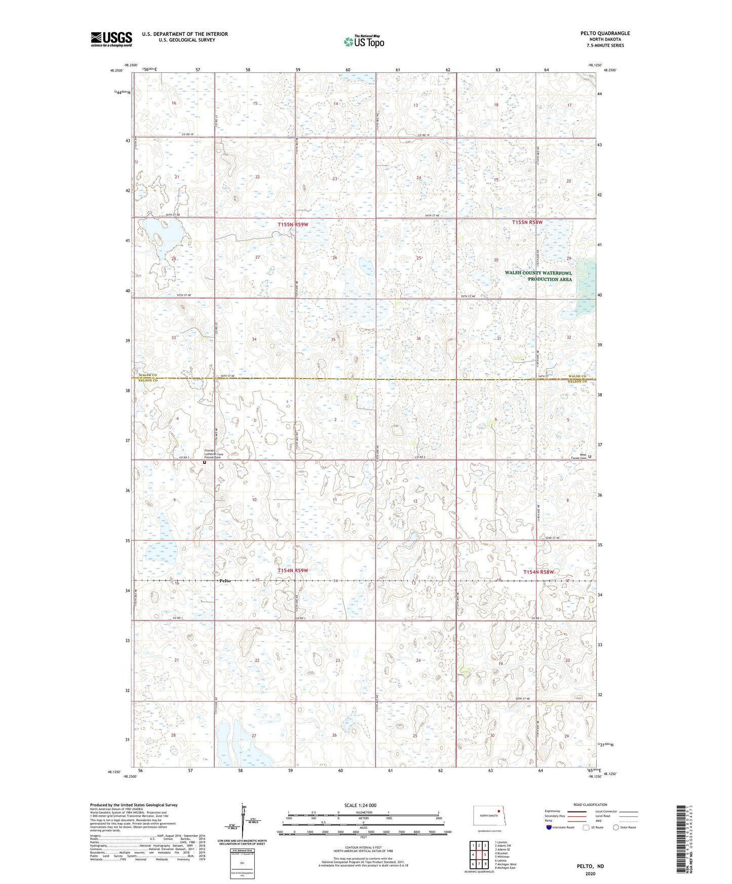 Pelto North Dakota US Topo Map Image