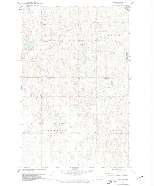 Classic USGS Pelto North Dakota 7.5'x7.5' Topo Map Image
