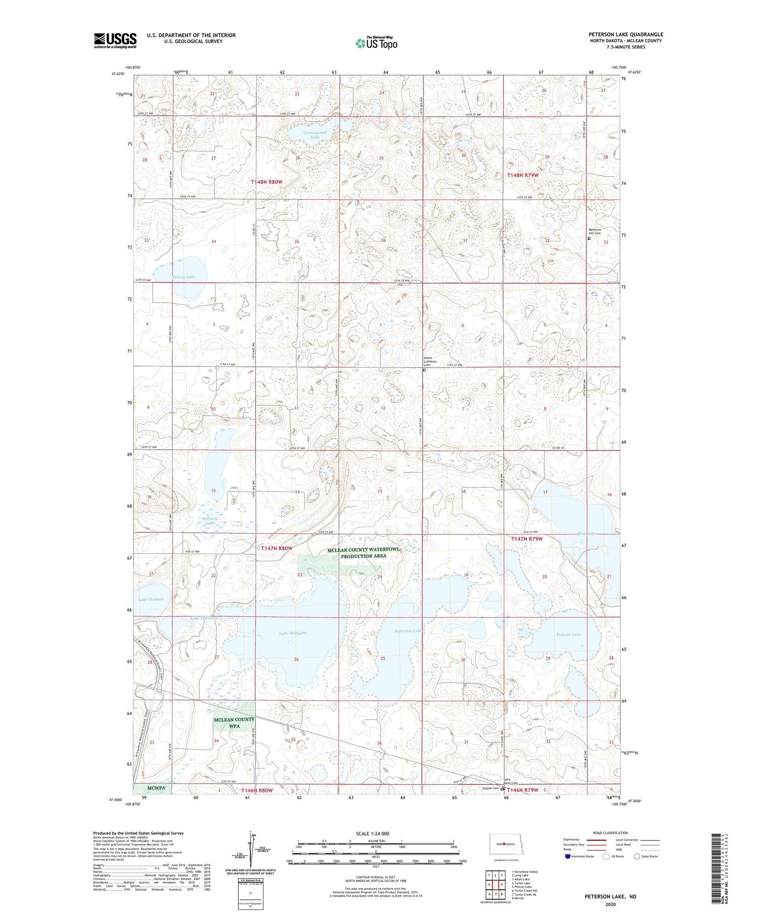 Peterson Lake North Dakota US Topo Map Image