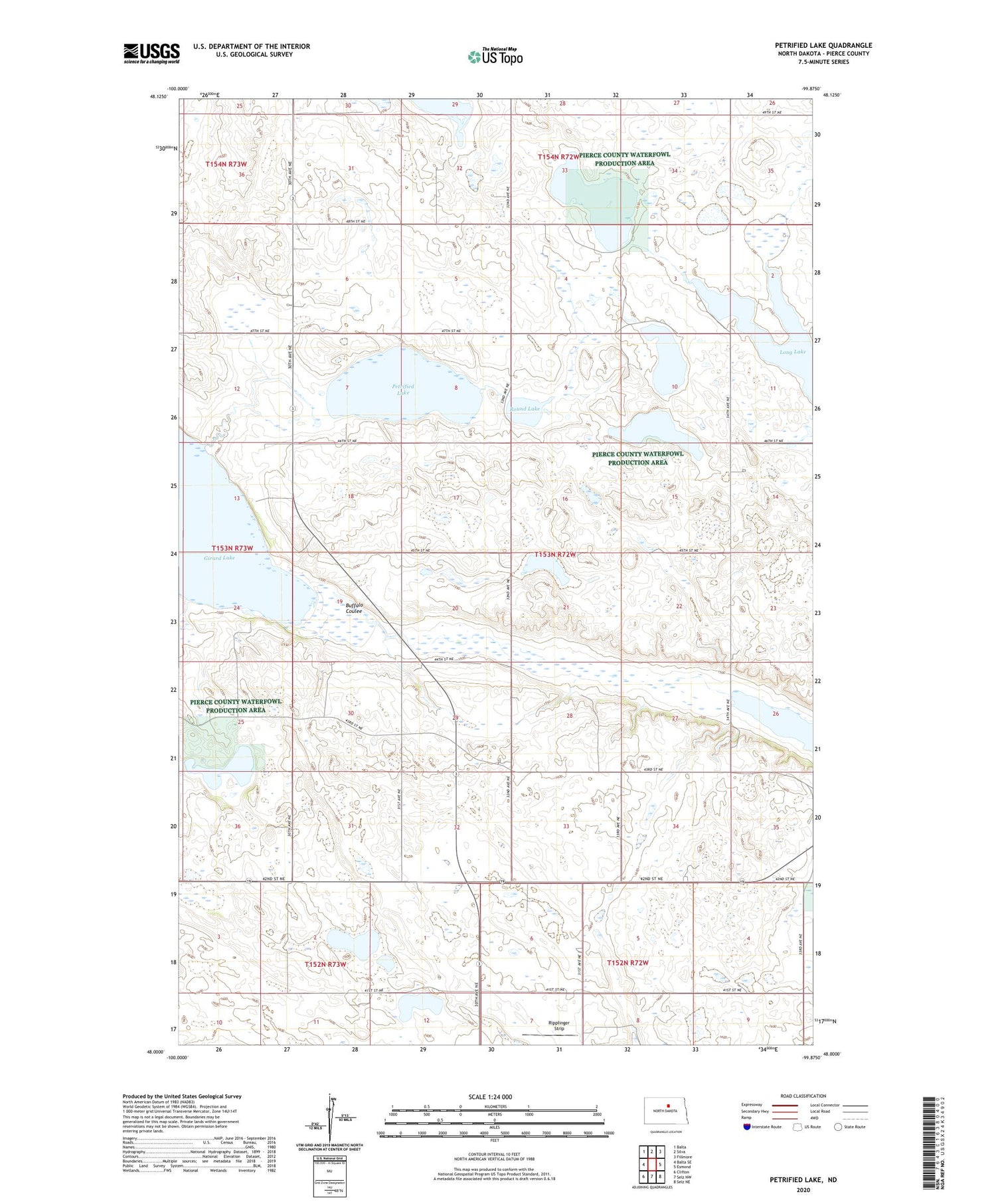 Petrified Lake North Dakota US Topo Map Image