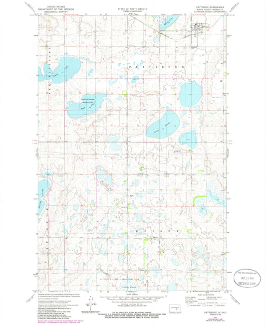 Classic USGS Pettibone North Dakota 7.5'x7.5' Topo Map Image