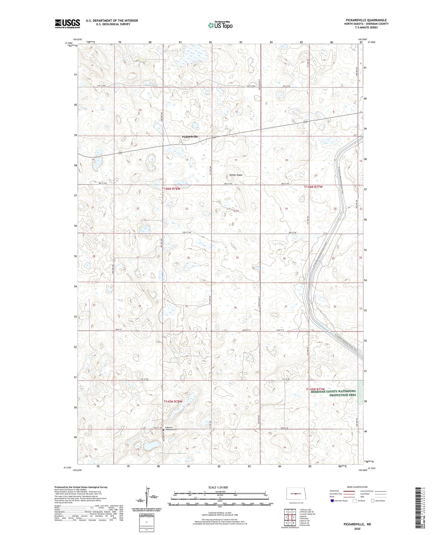 Pickardville North Dakota US Topo Map Image