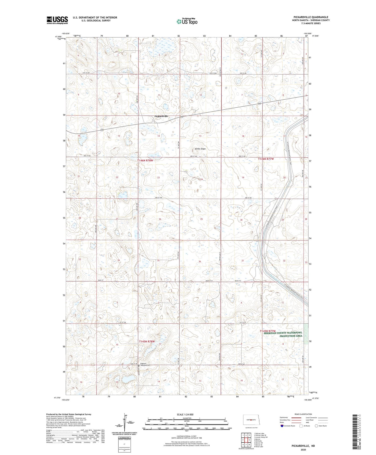 Pickardville North Dakota US Topo Map Image