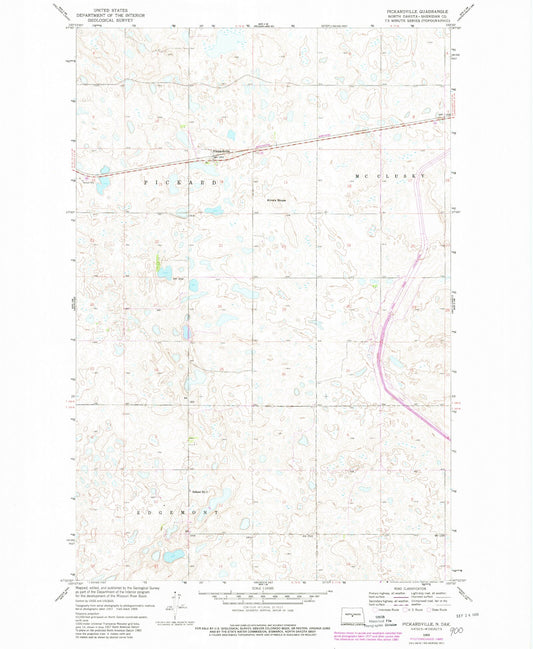 Classic USGS Pickardville North Dakota 7.5'x7.5' Topo Map Image