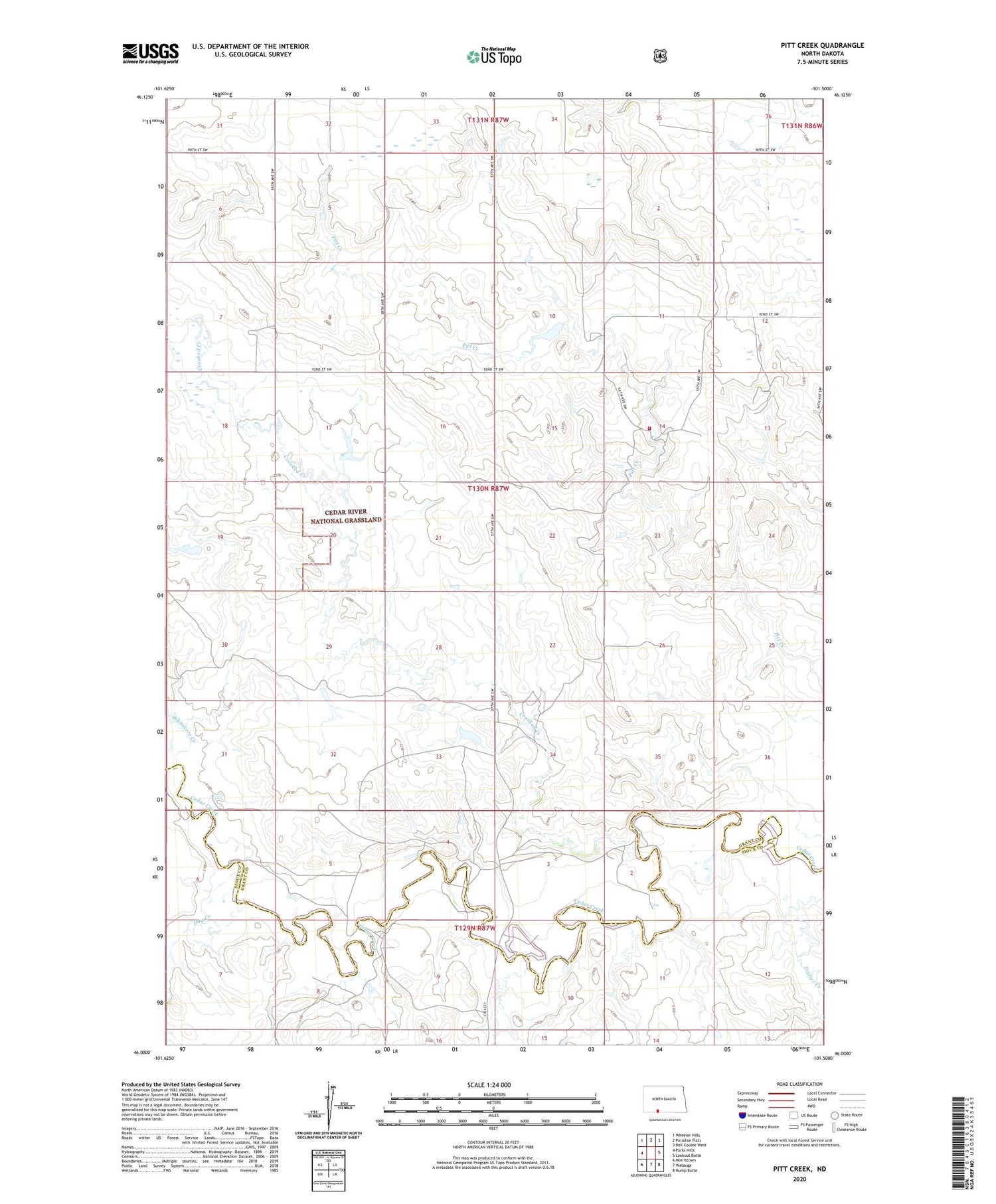 Pitt Creek North Dakota US Topo Map Image