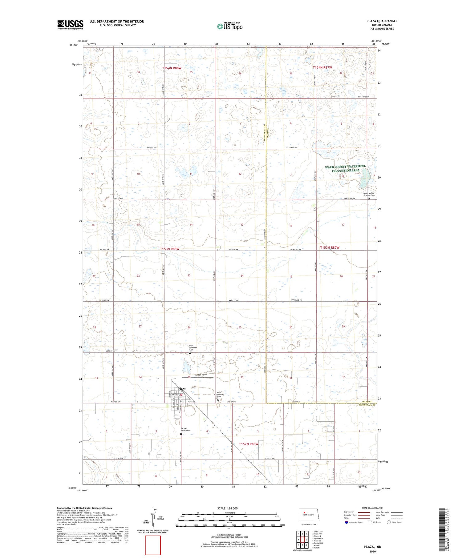Plaza North Dakota US Topo Map Image
