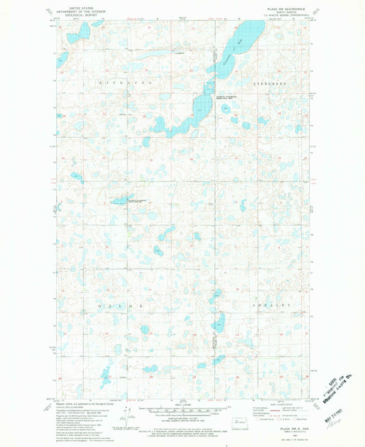 Classic USGS Plaza NW North Dakota 7.5'x7.5' Topo Map Image