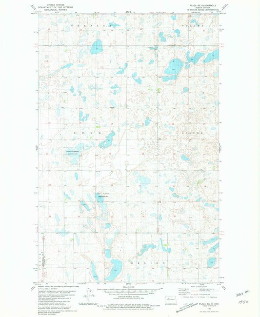 Classic USGS Plaza SE North Dakota 7.5'x7.5' Topo Map Image