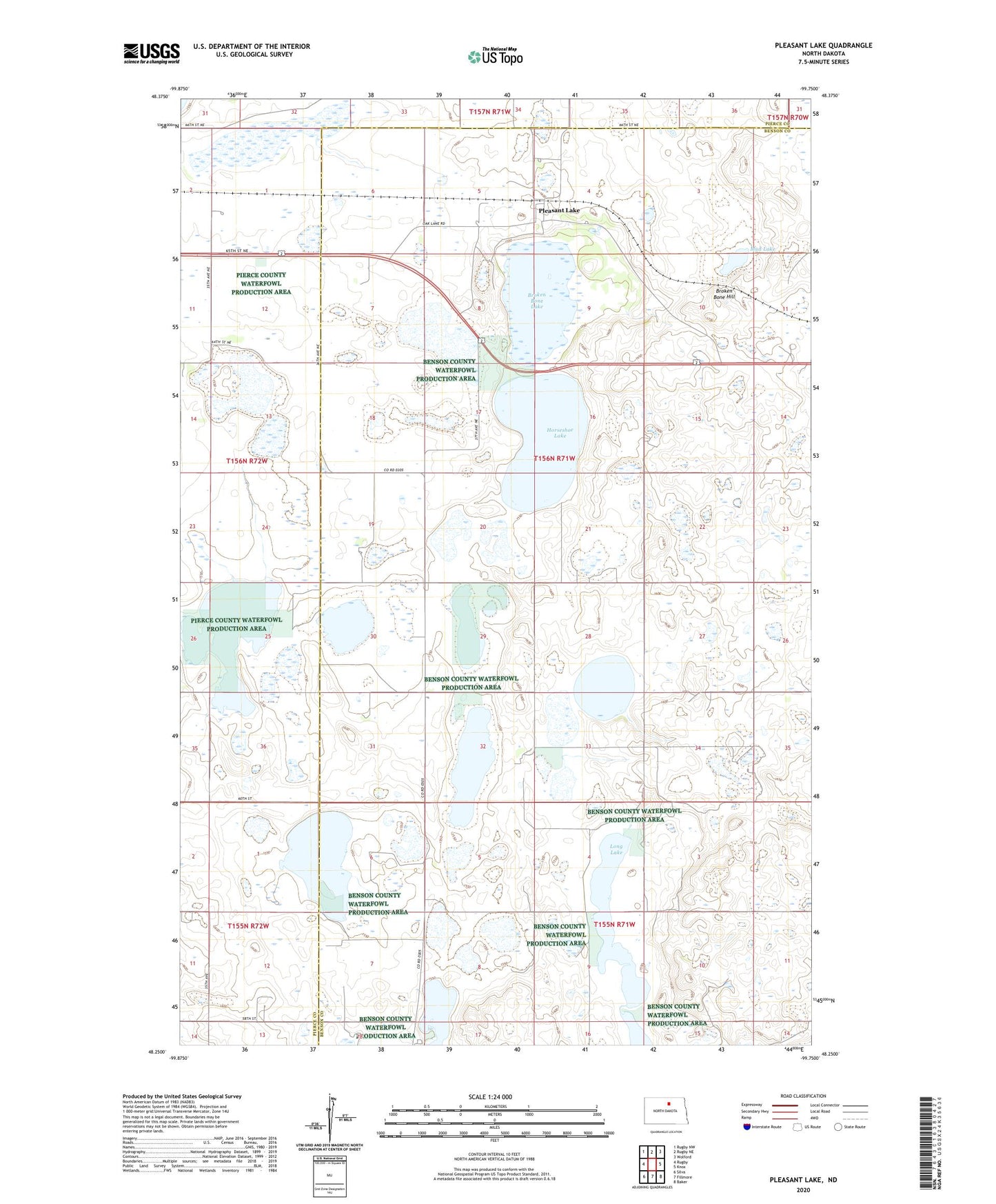 Pleasant Lake North Dakota US Topo Map Image