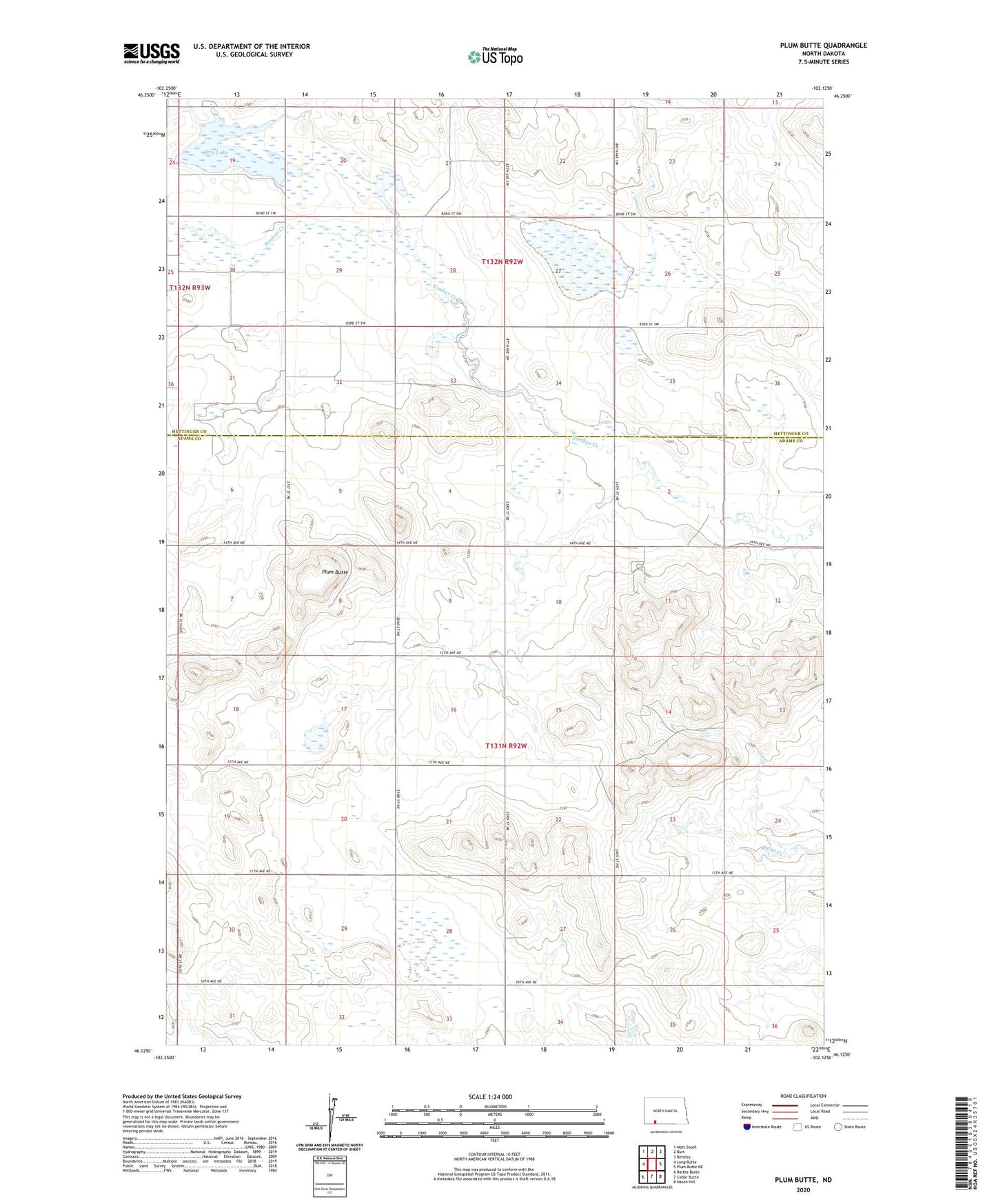 Plum Butte North Dakota US Topo Map Image