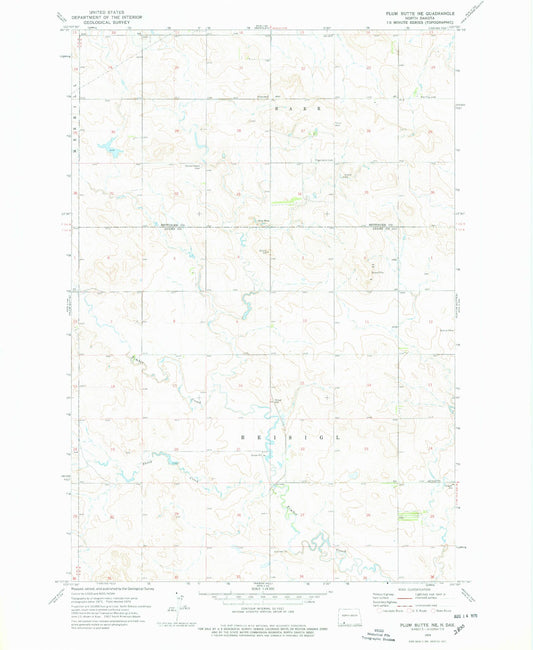 Classic USGS Plum Butte NE North Dakota 7.5'x7.5' Topo Map Image