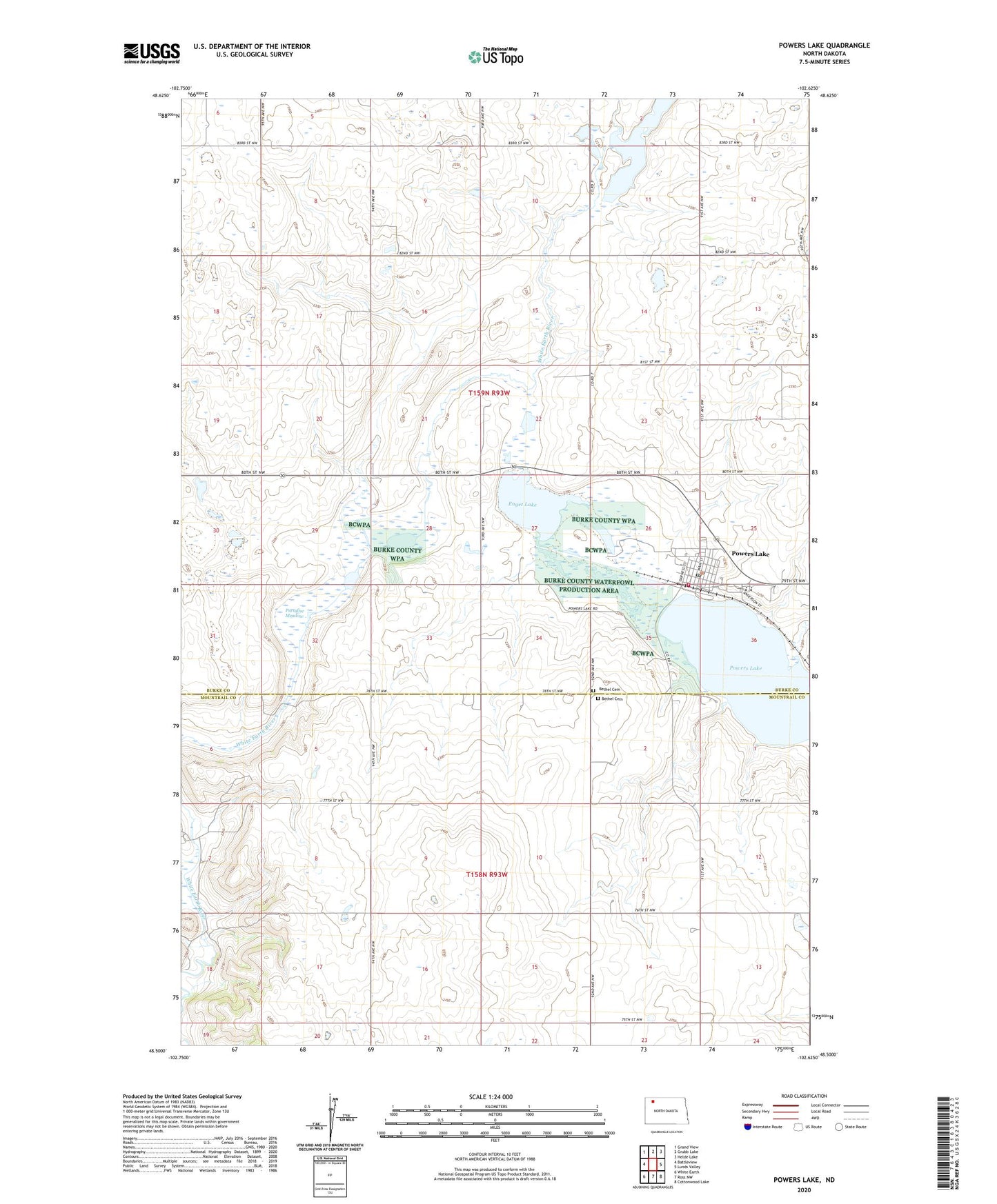 Powers Lake North Dakota US Topo Map Image