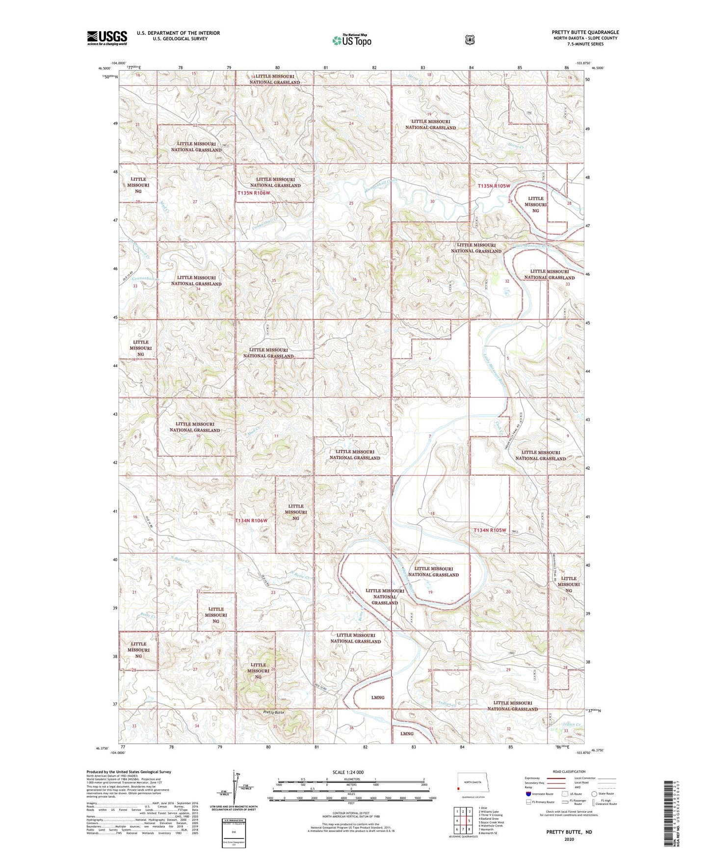 Pretty Butte North Dakota US Topo Map Image