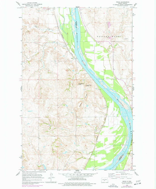 Classic USGS Price North Dakota 7.5'x7.5' Topo Map Image