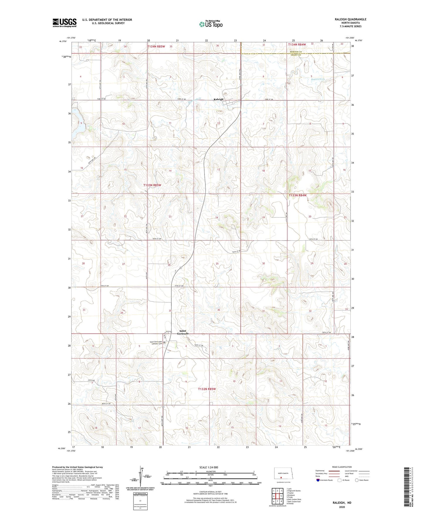 Raleigh North Dakota US Topo Map Image