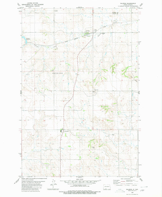 Classic USGS Raleigh North Dakota 7.5'x7.5' Topo Map Image