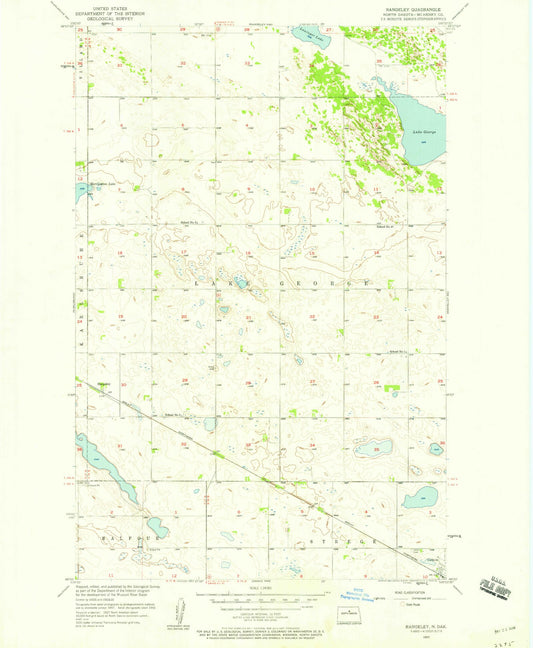 Classic USGS Rangeley North Dakota 7.5'x7.5' Topo Map Image
