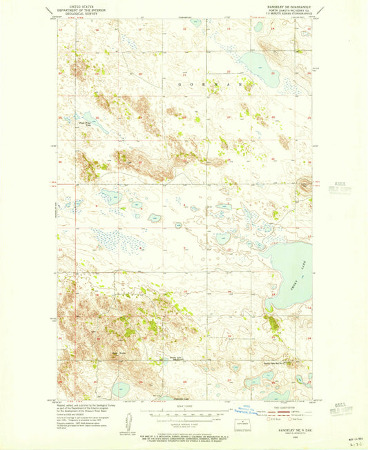Classic USGS Rangeley NE North Dakota 7.5'x7.5' Topo Map Image