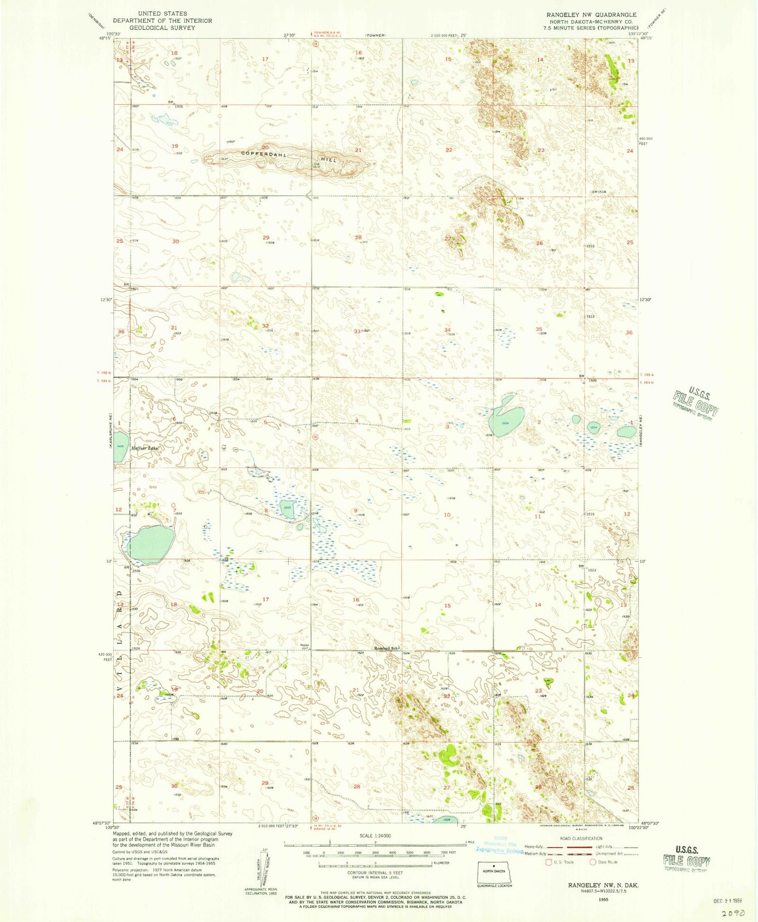 Classic USGS Rangeley NW North Dakota 7.5'x7.5' Topo Map Image