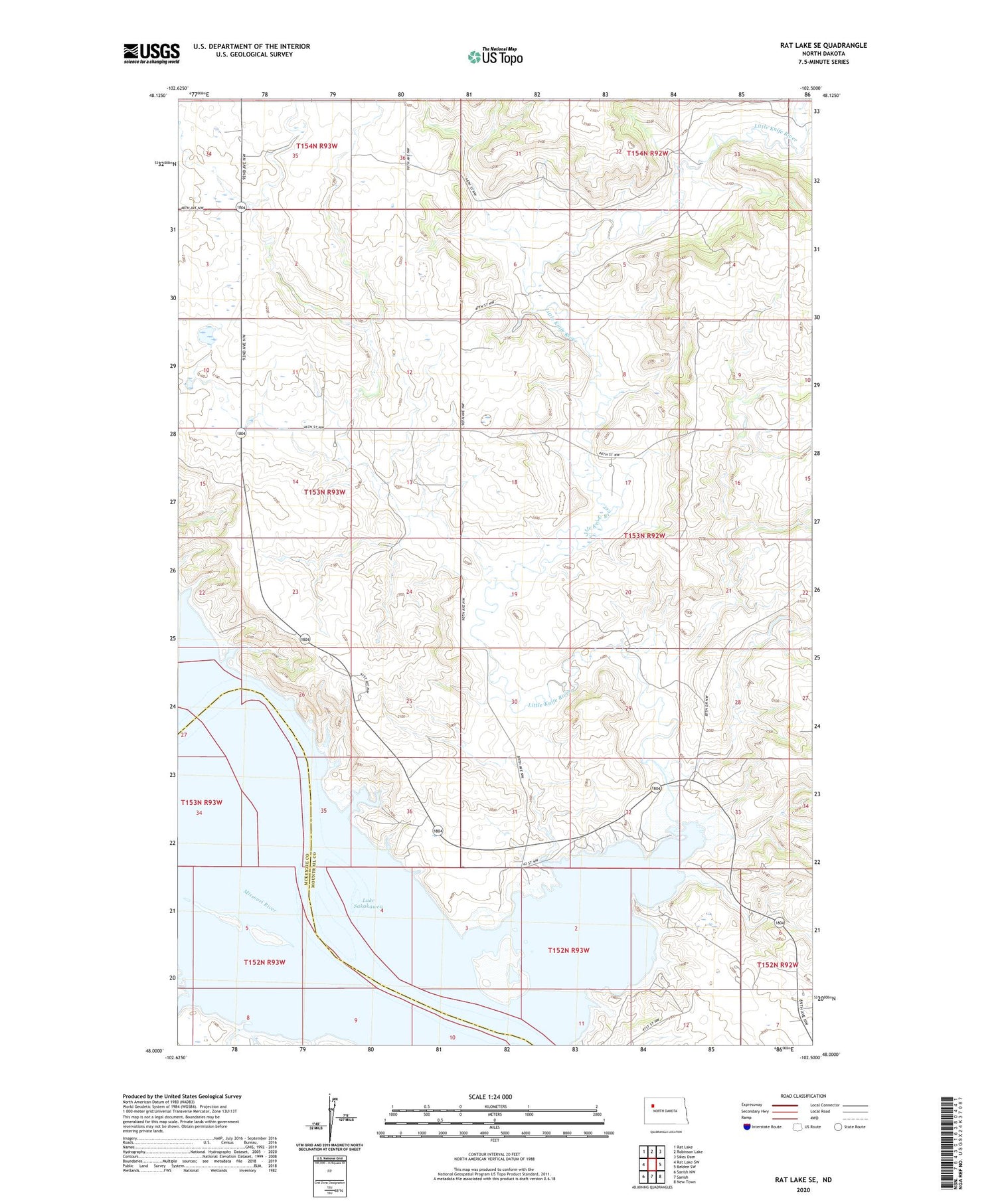 Rat Lake SE North Dakota US Topo Map Image