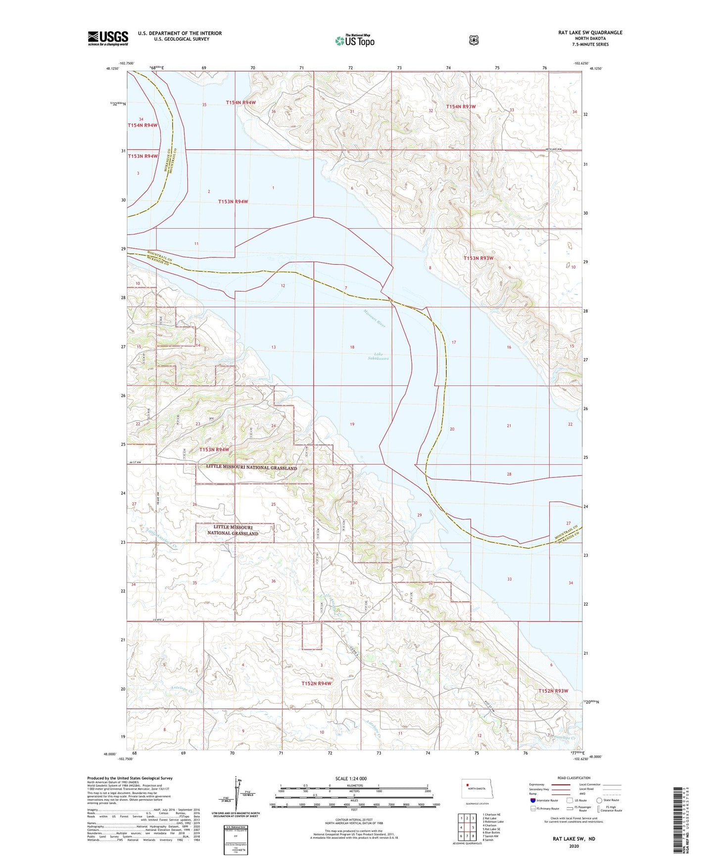 Rat Lake SW North Dakota US Topo Map Image