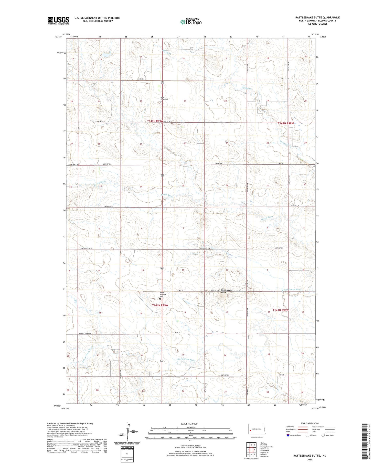 Rattlesnake Butte North Dakota US Topo Map Image