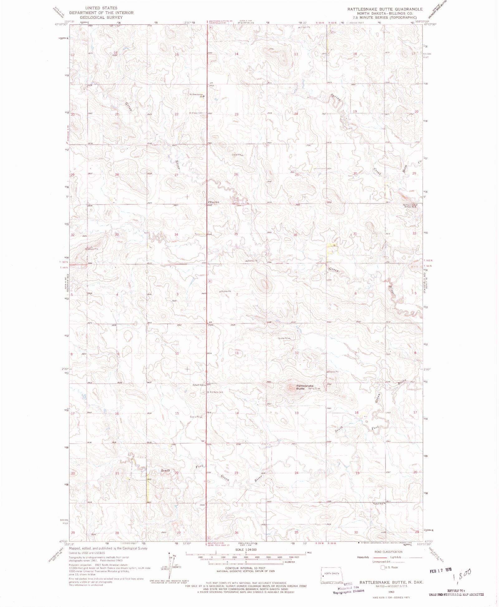 Classic USGS Rattlesnake Butte North Dakota 7.5'x7.5' Topo Map – MyTopo ...
