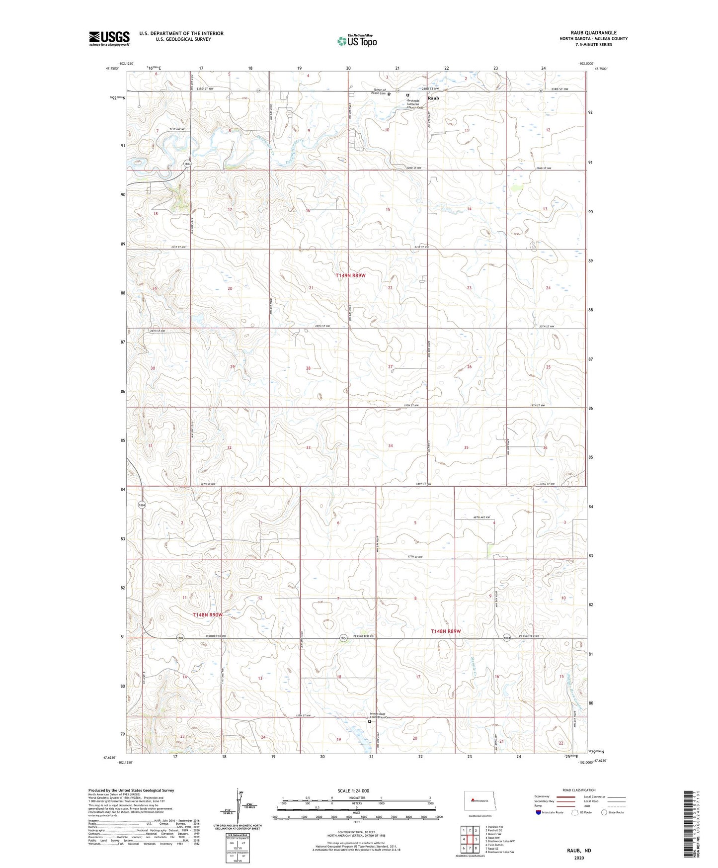 Raub North Dakota US Topo Map Image