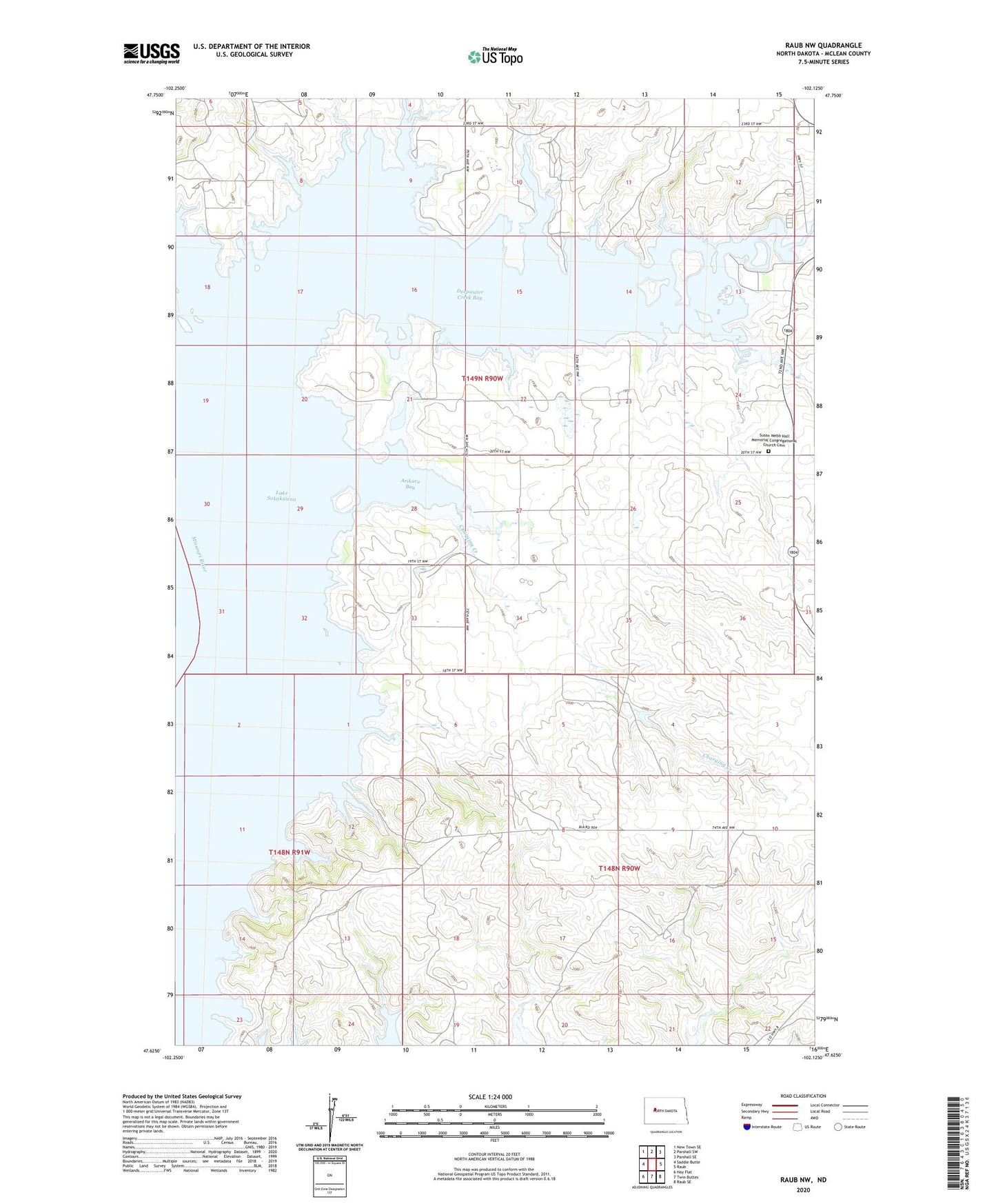 Raub NW North Dakota US Topo Map Image
